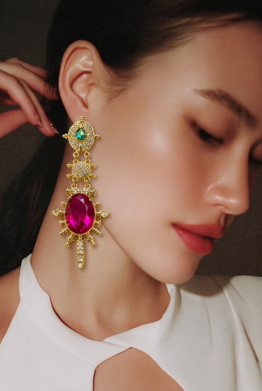 Rare Find: Vintage Kirks Folly Pave Star Magenta Crystal Statement Earrings ✨